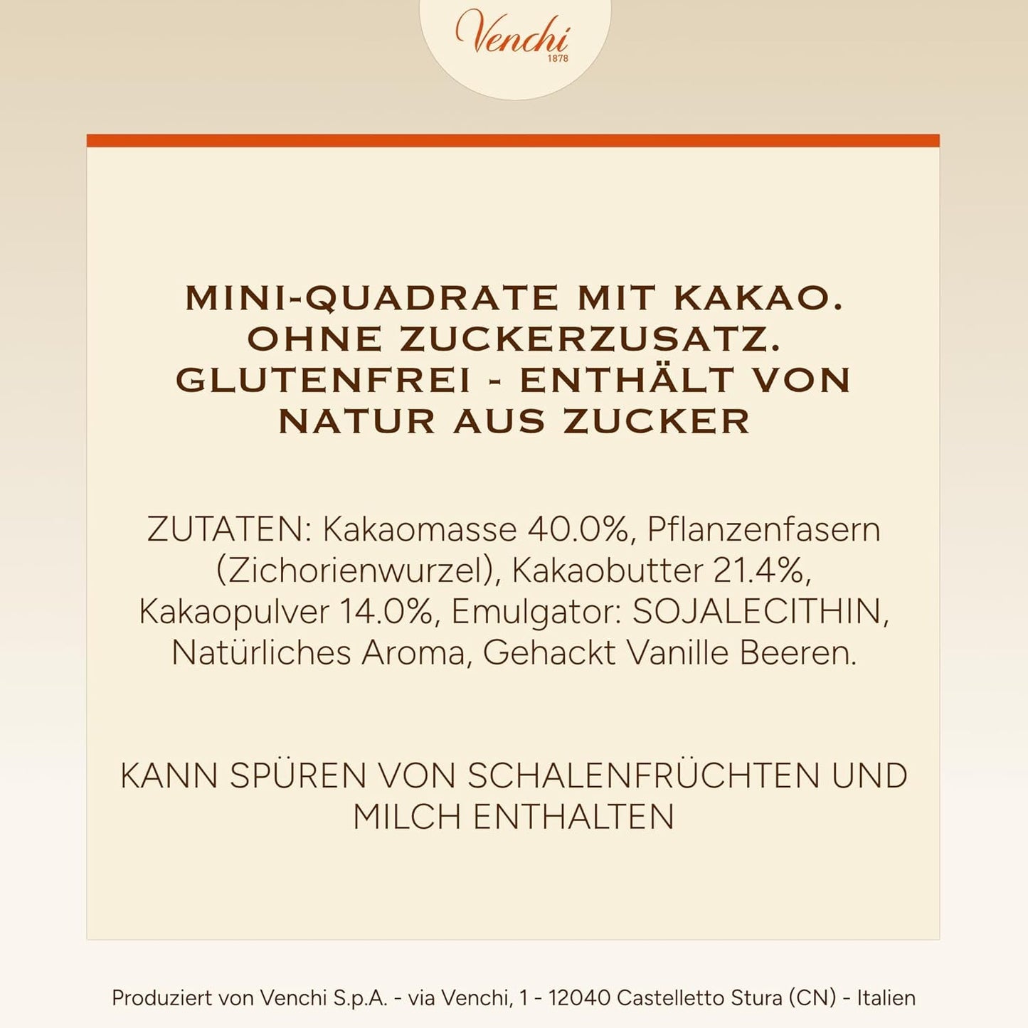Venchi – Granblend Extra Zwart 75% GEEN toegevoegde suiker, 1 kg – GEEN kunstmatige zoetstoffen – glutenvrij – veganistisch