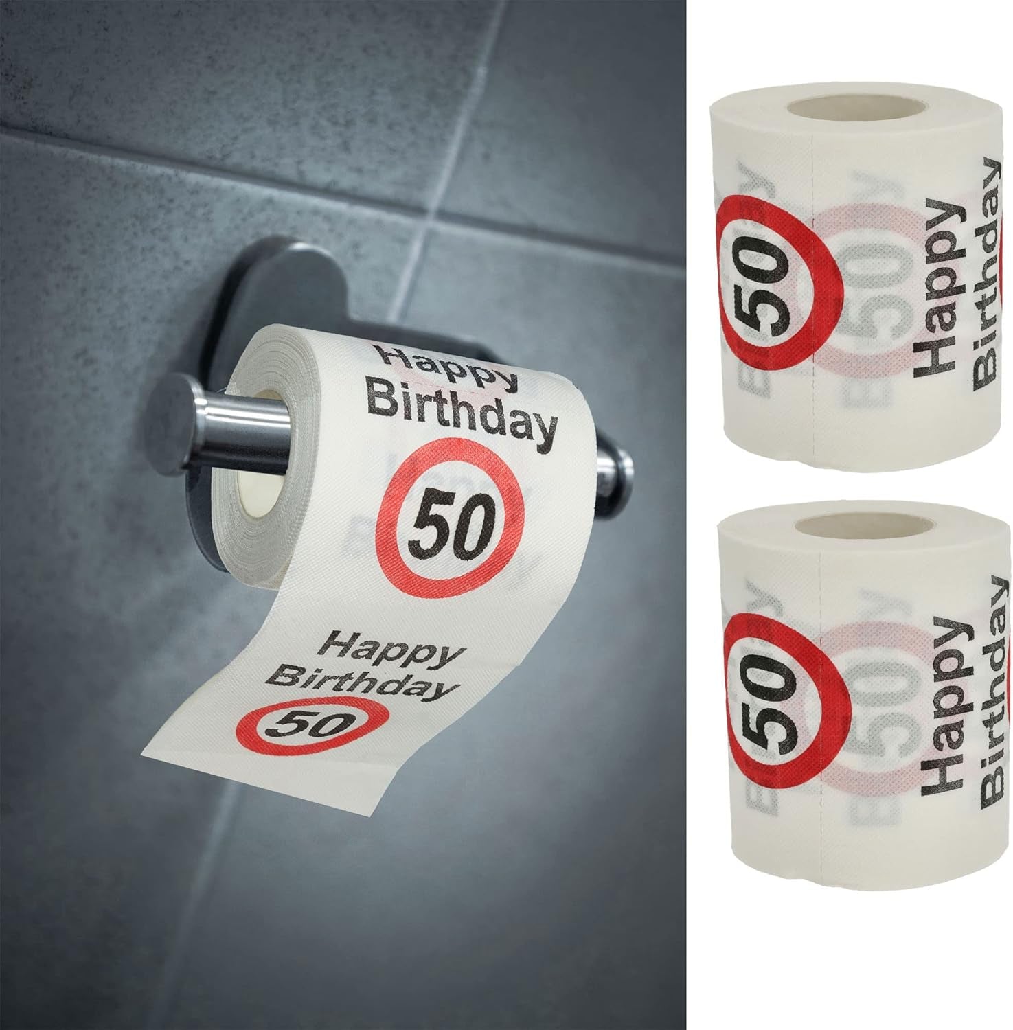 Set van 4 toiletpapieren "Happy 40th birthday" │40th birthday 24 meter 2-stoffen 180Gr/Qm │ Toiletpapier motief toiletpapier (4 X toiletpapier 40)