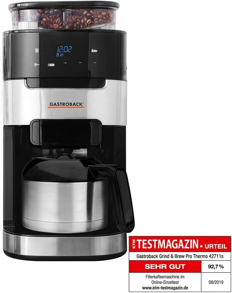 GASTROBACK Grind & Brew Pro thermische espressomachine, zilver, zwart