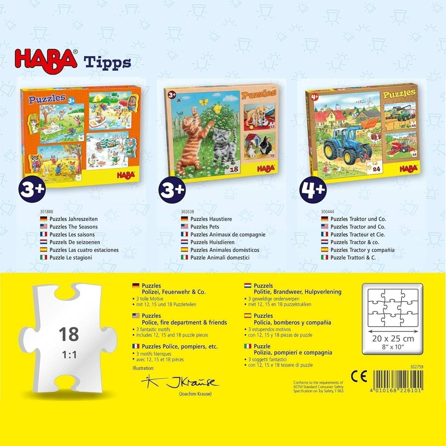 HABA Brandweerpuzzel - 3-delige set voor kinderen vanaf 3 jaar Kartonnen puzzel politie en ambulance - Bevordert de fijne motoriek en concentratie - 1302759001 Puzzel Naty Shop