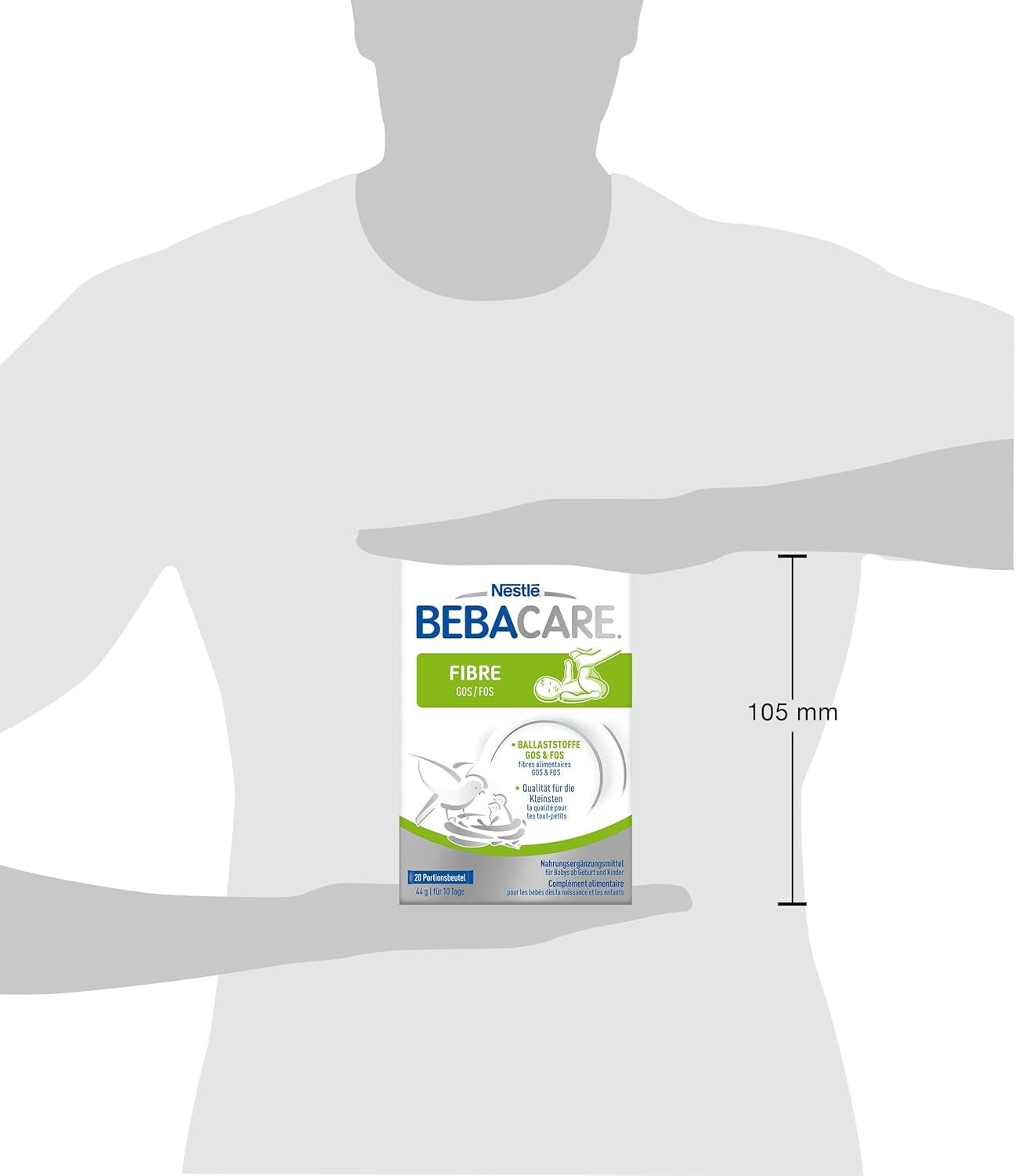 BEBACARE FIBRE glutenvrij voedingssupplement voor een zachte spijsvertering, voedingssupplement voor baby's vanaf de geboorte en kleine kinderen, 1x (20 x 2,2 g)