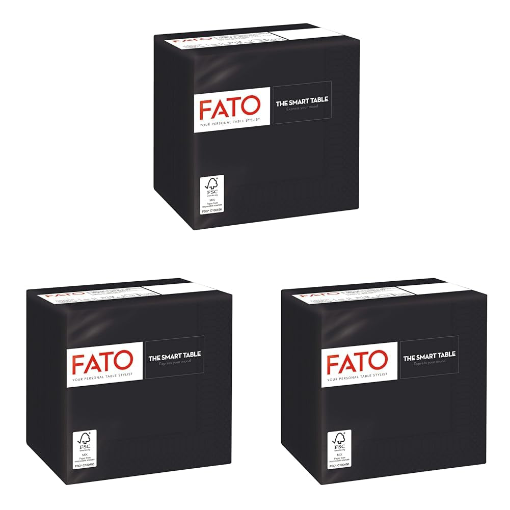 - Papieren wegwerpservetten, ideaal voor hapjes en cocktails, verpakking van 100 servetten, maat 24X24, 4-voudig, 2-laags, zwarte kleur, 100% puur cellulosepapier, Fsc-gecertificeerd