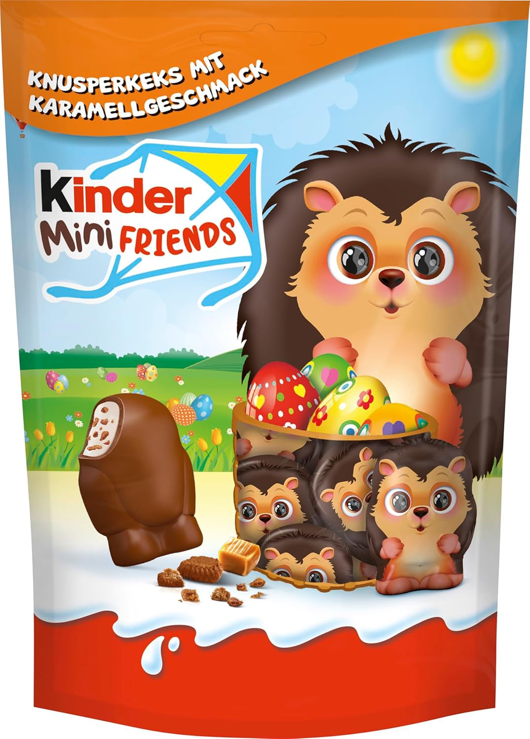 Kinder Mini Friends Krokante koekjes met karamelsmaak 122g – Melkchocolade met koekjes en melkvulling – Paasfiguren – Paaschocolade en snoepjes – Paascadeau