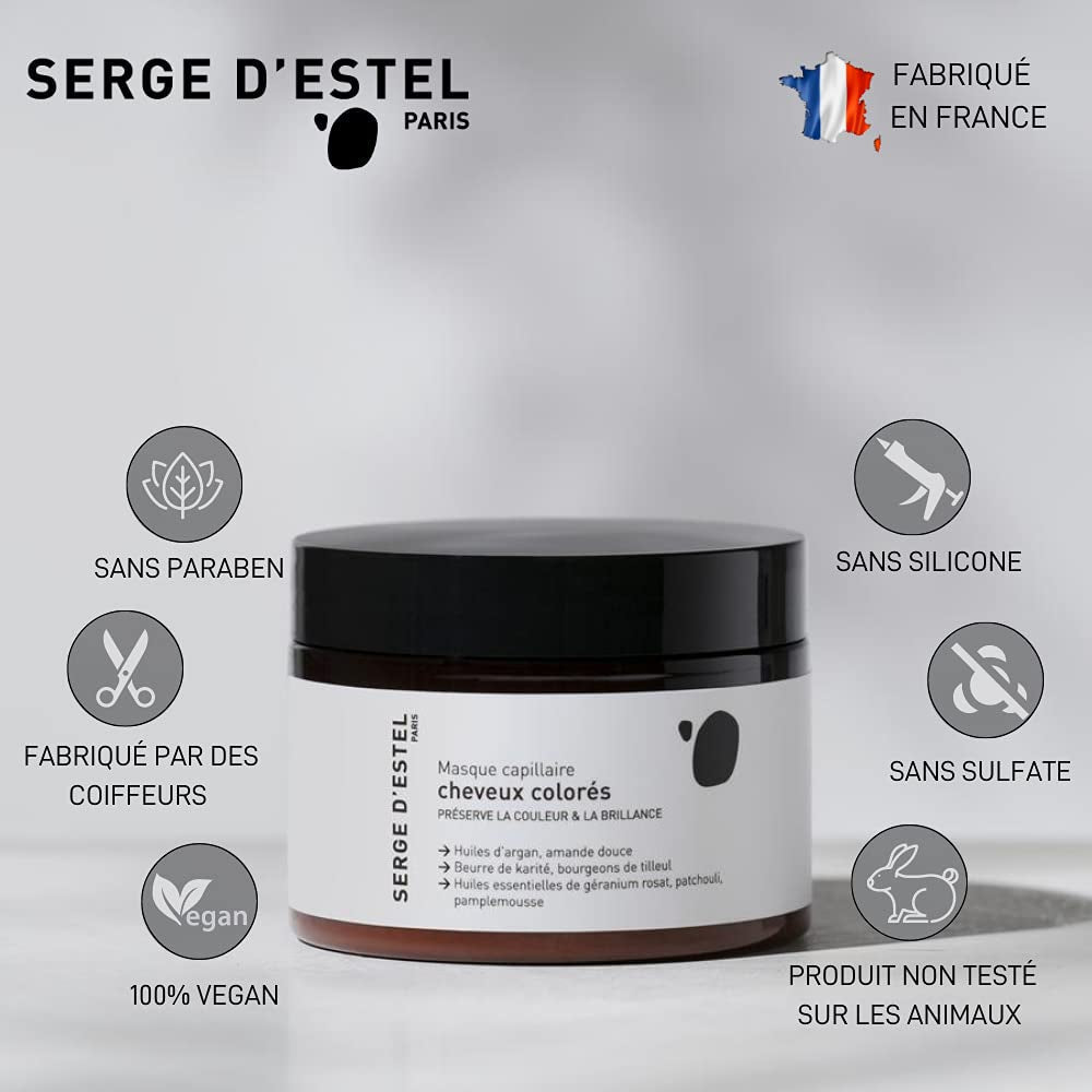SERGE D'ESTEL PARIS Haarmasker 250g Voedt, herstelt en verzacht gekleurd haar Veganistische formule, 250g Haarmasker Naty Shop