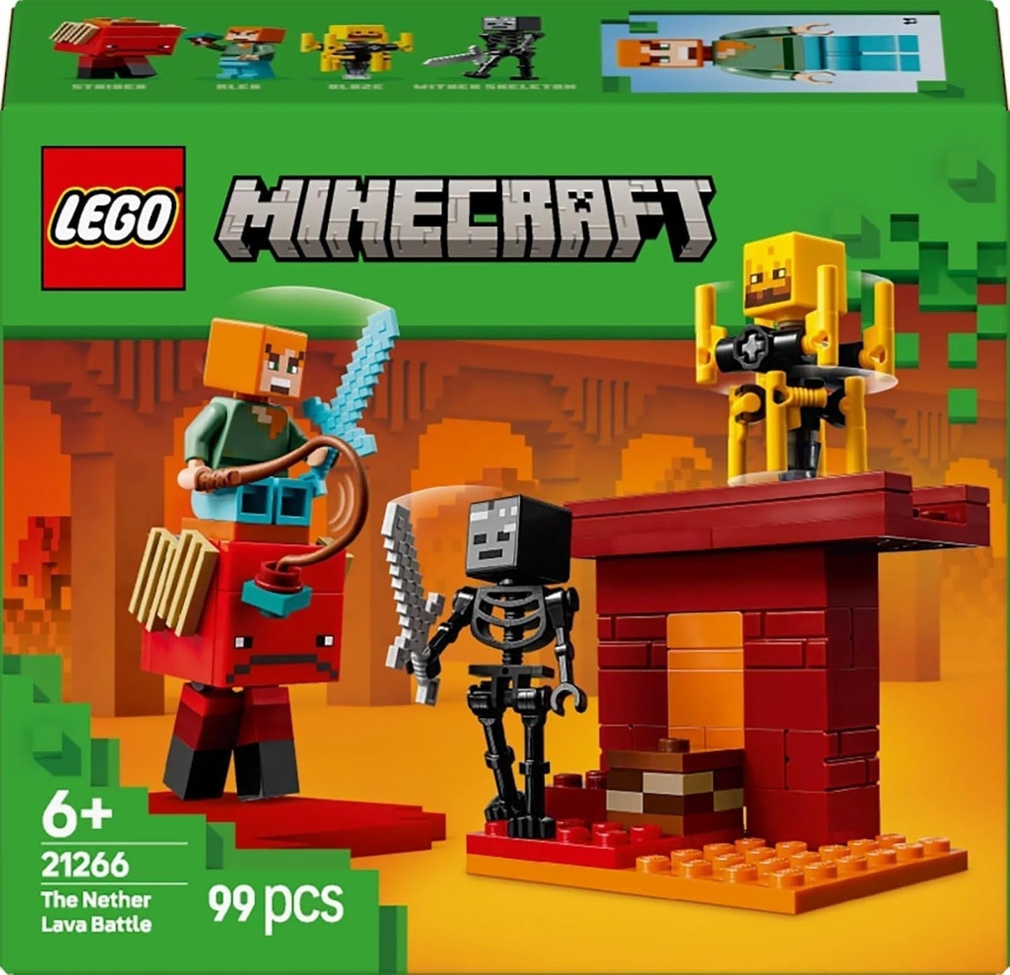 LEGO Minecraft Lava Duel of the Deep, speelgoed voor videogamefans, fort met minifiguren waaronder Alex, Skeleton Wither, Lohe en Strider, cadeau voor meisjes en jongens vanaf 6 jaar 21266 Bouwsets Beuche in LEGO-Store