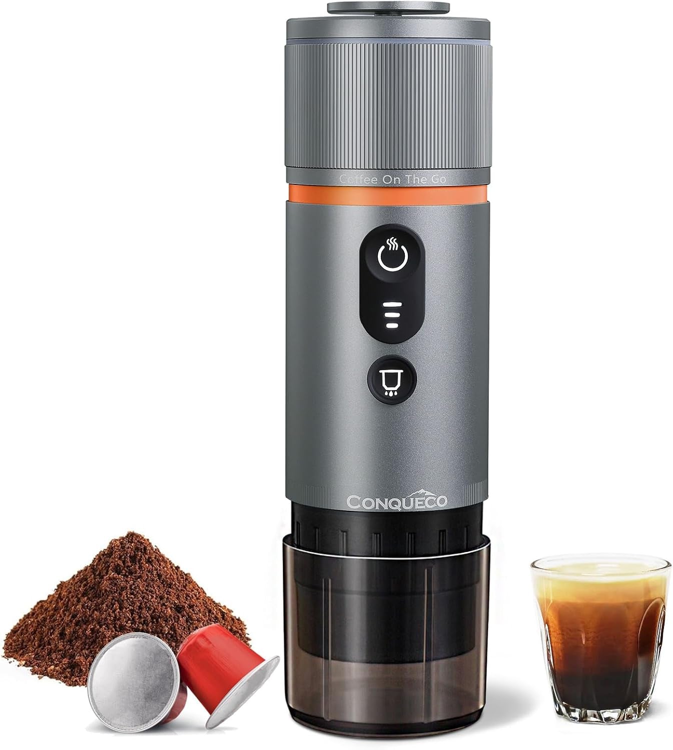 CONQUECO 12V auto-espressomachine: draagbare espressomachine met batterij voor kamperen en reizen - Snelle verwarming in 2,5 minuten - 8 espressokopjes in één keer opladen