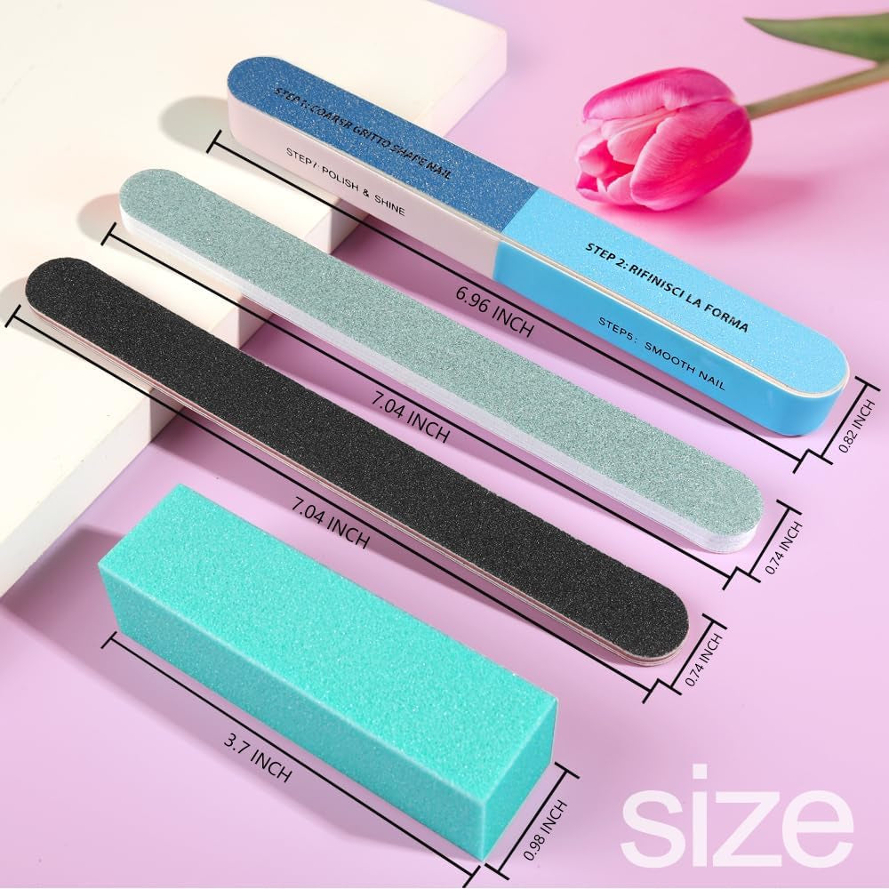 FANDAMEI 20 Stücke Buffer Für Nagel, Nagelfilen Für Gelnägel, Profi Nagelfeile 100/180, Polierfeile Fingernägel, Filen Für Gelnägel, manicure- en pedicureset
