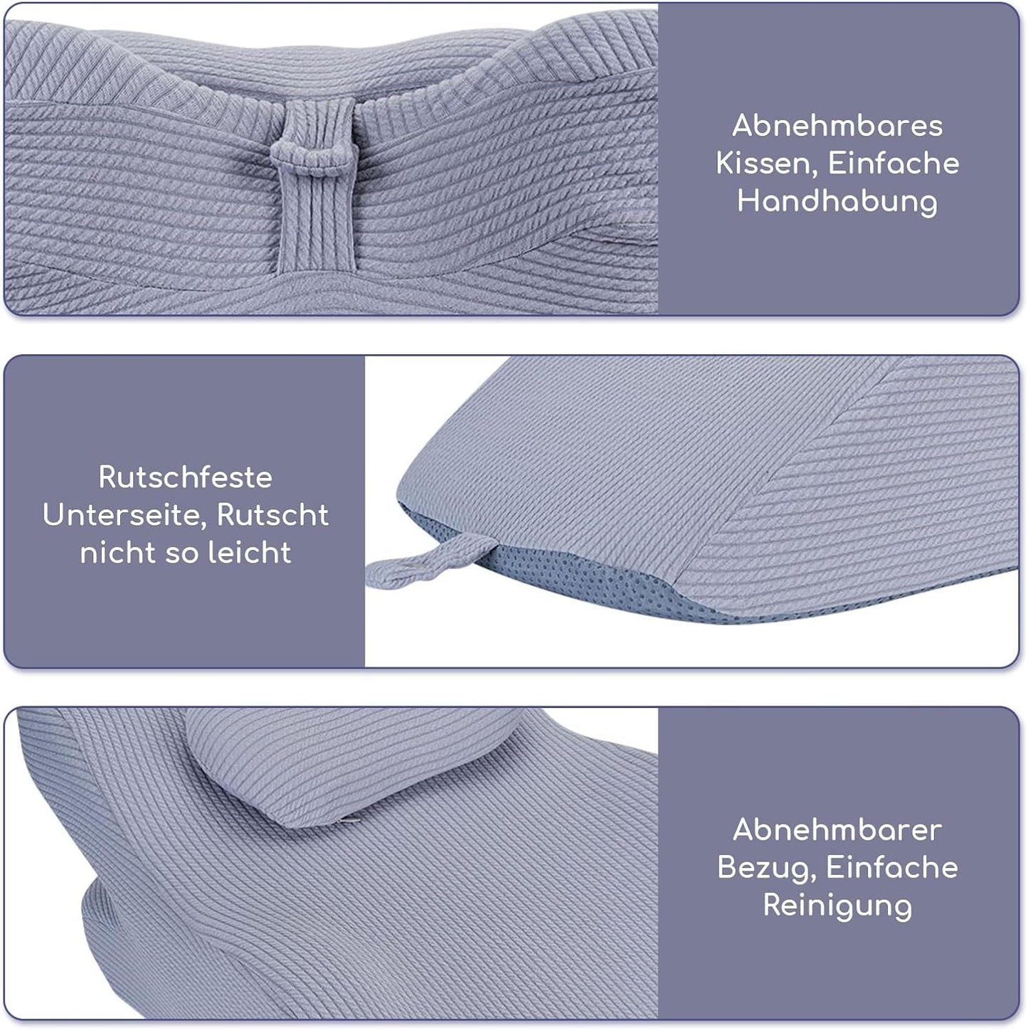 Leeskussen voor bed en bank, verenkussen, traagschuim bedkussen, zijslaapkussen, ergonomisch rugsteunkussen voor lezen en tv kijken