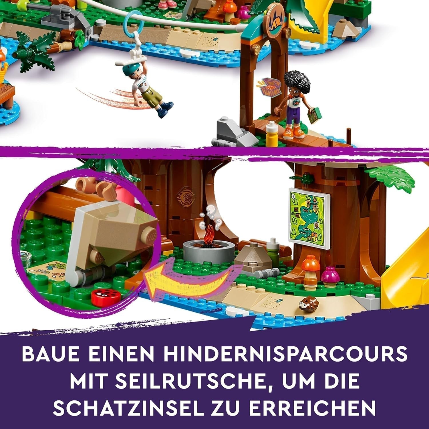 LEGO Friends Boomhut op avonturenkamp, speelset voor meisjes en jongens vanaf 8 jaar met 5 figuren en 5 dieren, cadeau-idee voor creatieve spelletjes, sportspeelgoed, poppenhuis 42631 Bouwsets Besuche den LEGO-Store