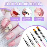 Sullarpek 6 Stück Nagel Pinsel, Nail Art Pinsel, Pinsel Nageldesign, Nagel Pinsel Set, Nail Art Dotting Tools Mit 1 Sponge Brush Applikator, Nageldesign Zubehör Für DIY Nail Art Design