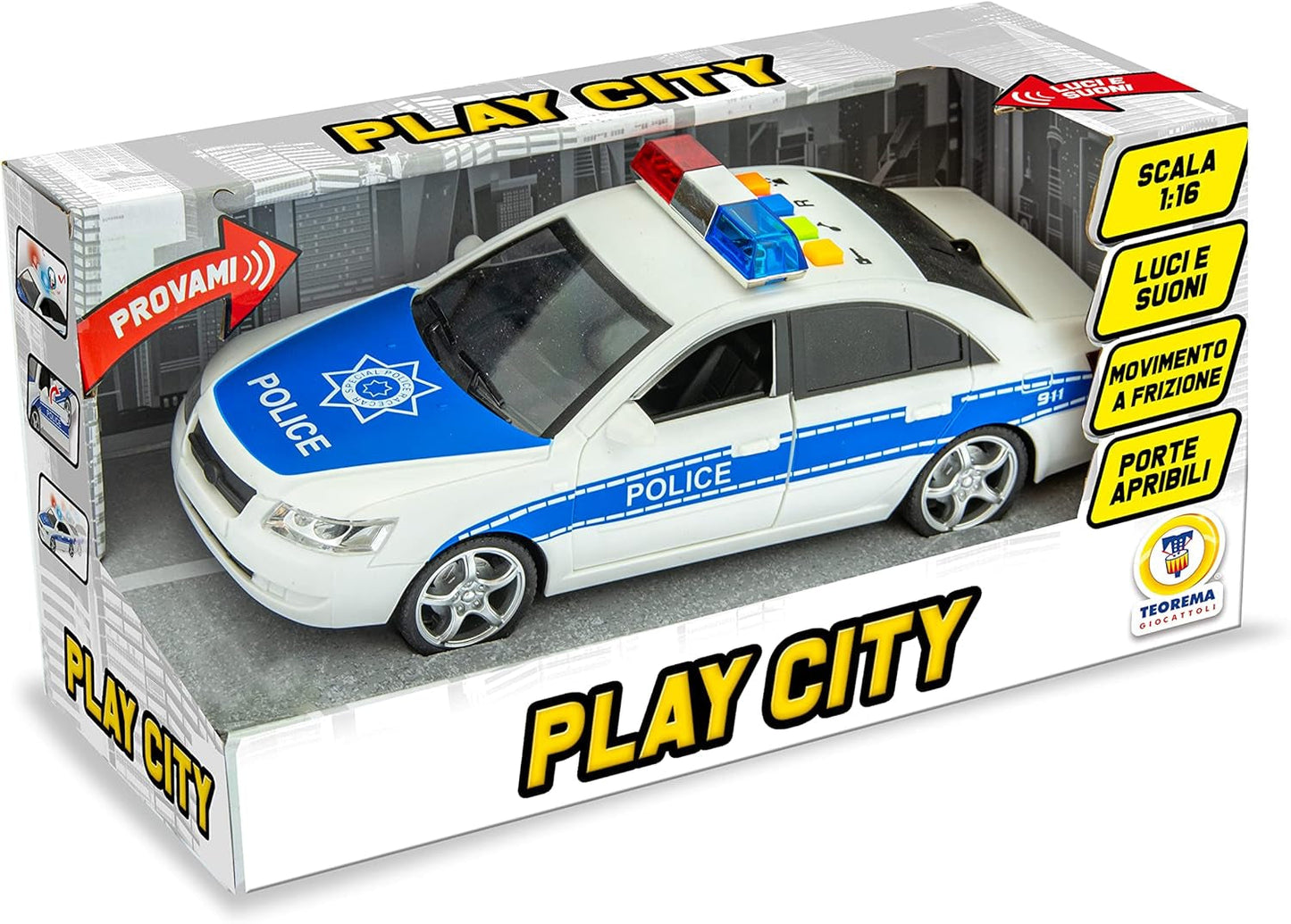 Macchina politie politieauto met licht en geluid, schaal 1:16, veelkleurig (65075) Bebe Toys Naty Shop