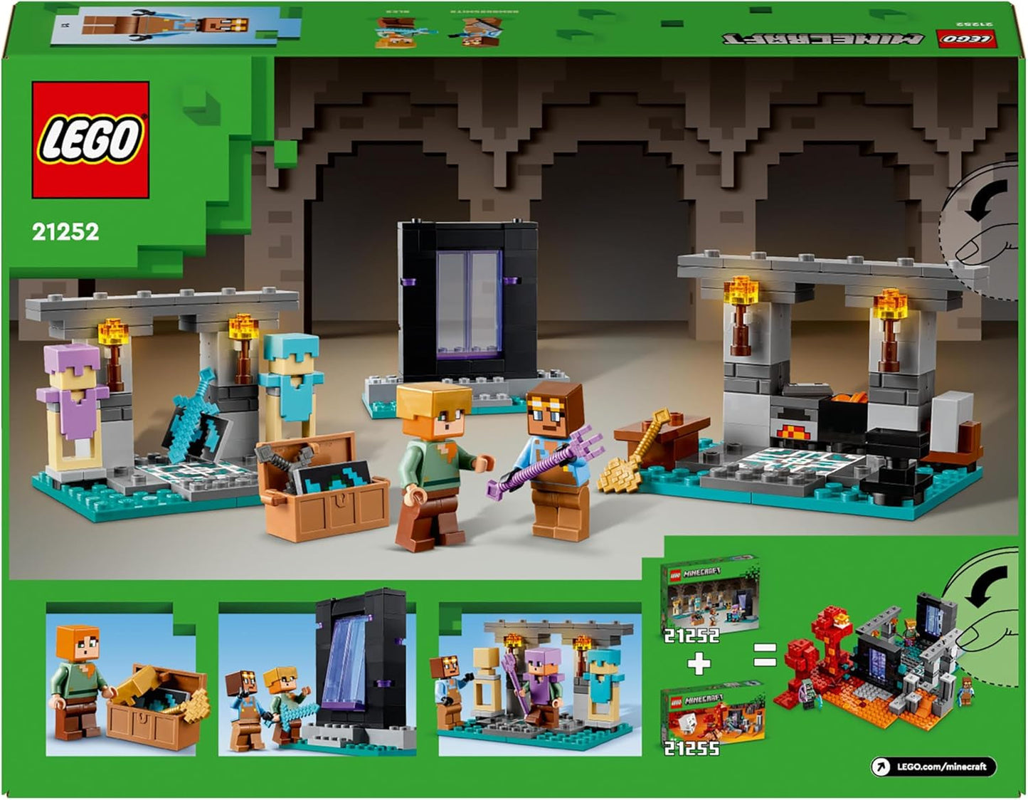 LEGO Minecraft The Armory speelset met heldenfiguren, speelgoedwapens en Alex-figuur, actiespeelgoed voor jongens en meisjes, cadeau voor gamers en kinderen vanaf 7 jaar oud 21252 Bouwsets Besuche in LEGO-Store