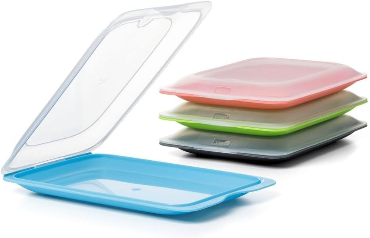 TATAY Fresh Slicer Box Set van 4, BPA-vrij, herbruikbaar, stapelbaar, vaatwasser en MWO, willekeurige kleuren. Afmetingen 17 cm x 3,2 cm x 25,2 cm Bewaardozen voor voedsel Naty Shop Worstcontainer - eenheid
