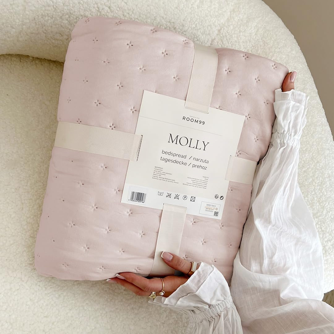 Molly elegante sprei in poederroze 170 x 210 cm sprei Veelzijdig als sprei of banksprei deken voor bed en bank Dekenstijl Ideaal als sprei Bedden en dekens Besuche den ROOM99-Store