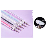 5 Stück Nagel Pinsel Set, Nageldesign Pinsel, Nail Art Dotting Tools, Dual-Ended Professionele Acryl Nail Art Pen voor DIY Nail Art Design