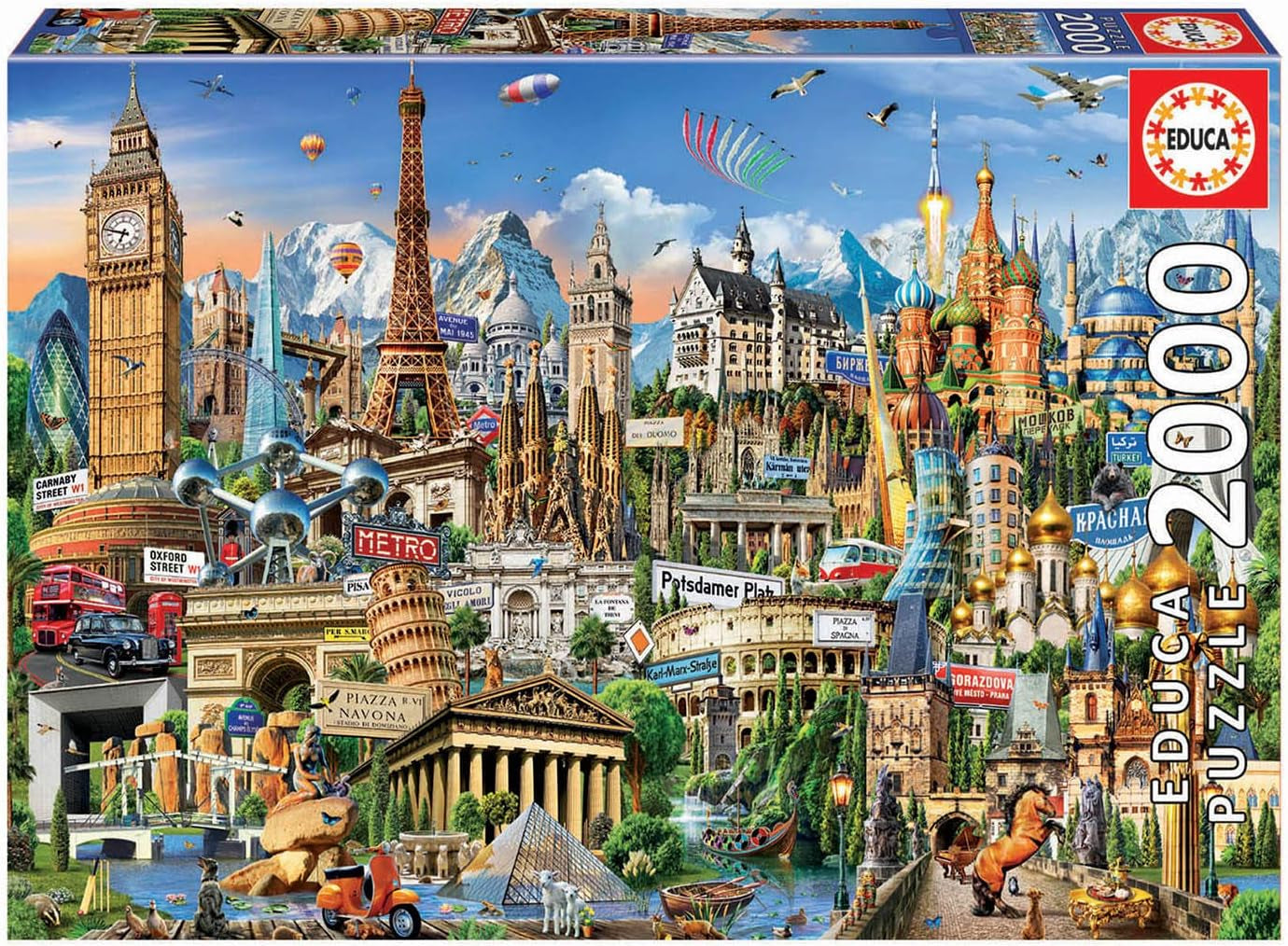 Educa - Puzzel 2000 stukjes voor volwassenen | Bezienswaardigheden van Europa, puzzel 2000 stukjes voor volwassenen en kinderen vanaf 14 jaar, Toeristische attracties (17697) Puzzel Naty Shop Standaard titel