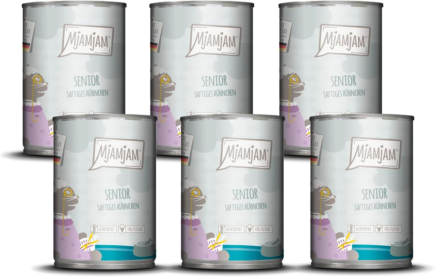 MjAMjAM - Premium natvoer voor katten - Senior - sappige kip, verpakking van 6 (6 x 400 g), graanvrij