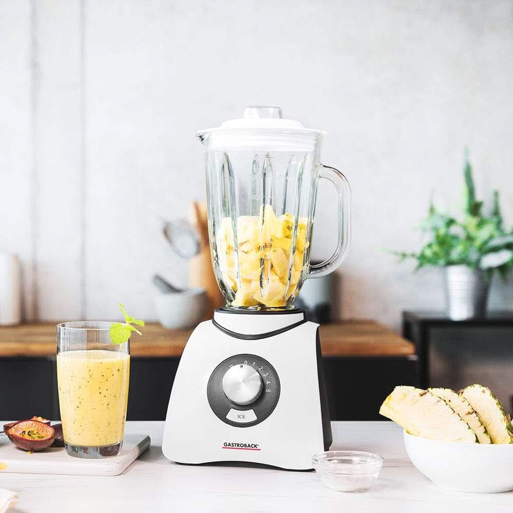 Gastroback 40898 Vital Basic, Mit Integrierter Ice-Crush-functie, Leistungsstarker 600 Watt Motormixer, Kunststof, 1,5 Liter, Witte Keuken Naty Shop
