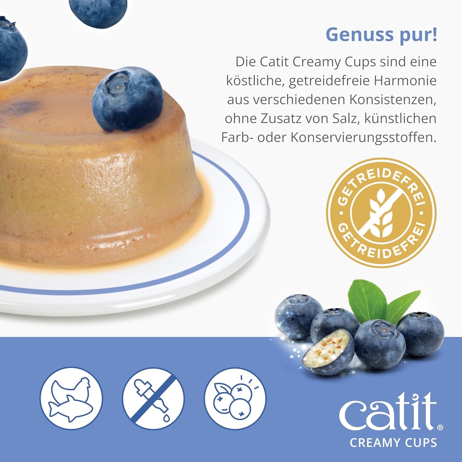 Catit Romige Cups, Tonijn en Kip met Bosbessen, 4x25g