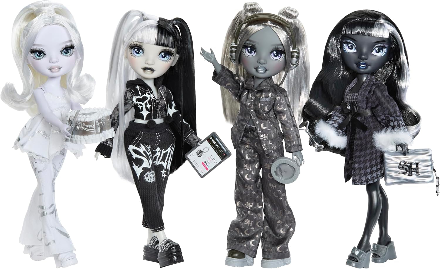 Rainbow High Shadow High Girl's Night - Shanelle Onyx - 28 cm modepop in grijstinten, zwart haar en outfit met accessoires en kam - Voor verzamelaars en kinderen vanaf 6 jaar