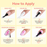 Makartt Blooming Gel Nagellak - 15ml Blooming Gel Nagellak Extender met Marmeren Kleur, Gelverf, DIY-Manicure Nagelontwerpen, Bloemen, Dieren, Waterverf, Magische Manicureset