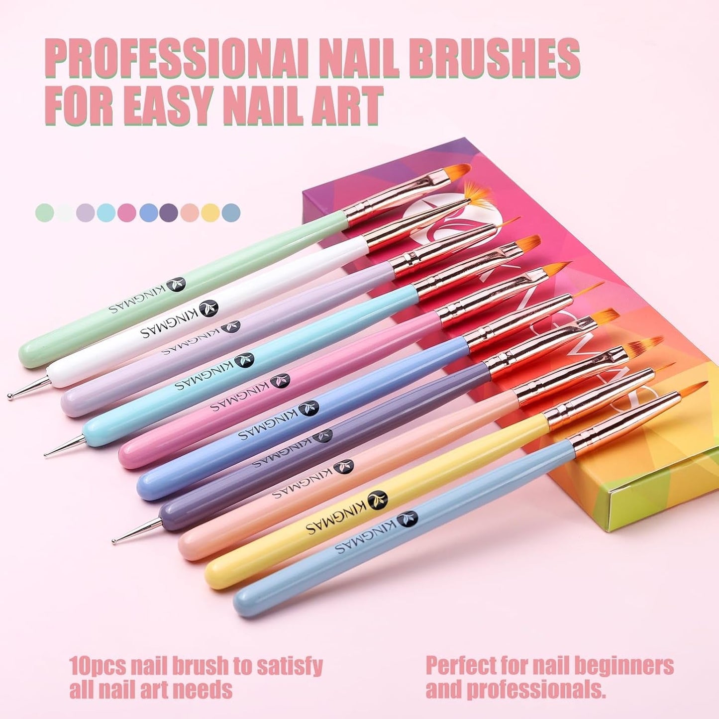 10 Stück Nail-Art-Pinsel, Nagel-Gel-Nagellack-Malpinsel, Zeichenstift, Nagel-Liner-Pinsel en Nagel-Dotting-Stift voor Gel-Nagellack, DIY, Maniküre, Salon Zu Hause