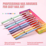 10 Stück Nail-Art-Pinsel, Nagel-Gel-Nagellack-Malpinsel, Zeichenstift, Nagel-Liner-Pinsel en Nagel-Dotting-Stift voor Gel-Nagellack, DIY, Maniküre, Salon Zu Hause