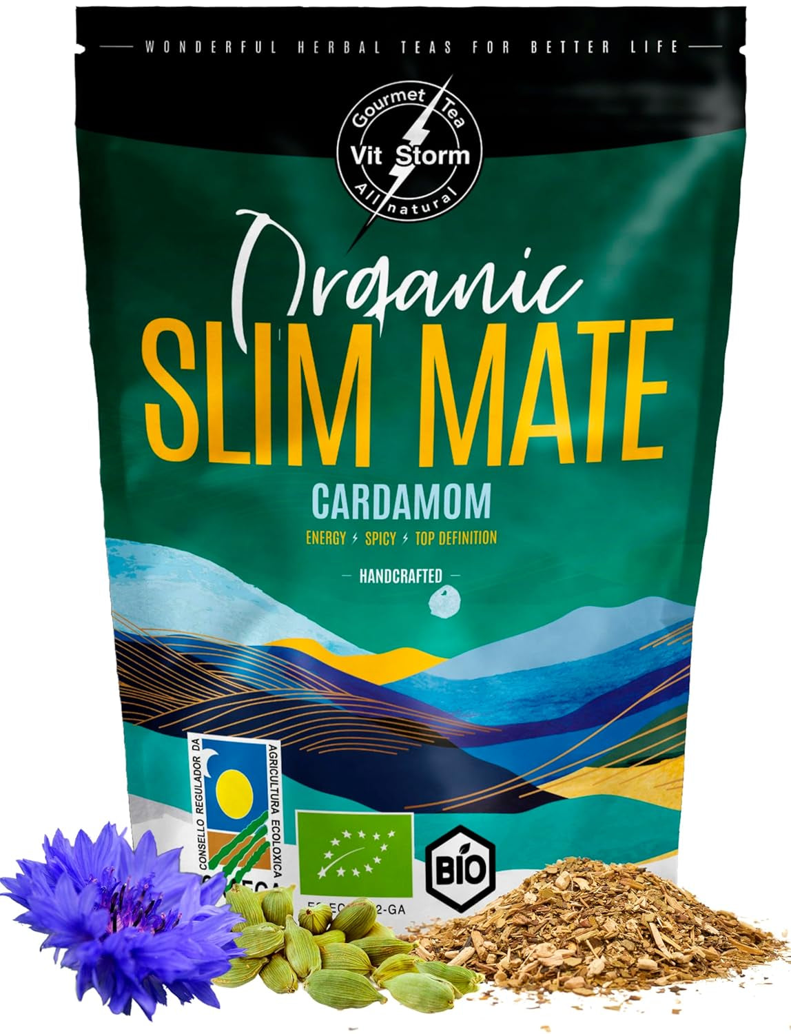 VITSTORM® Slim Tea Kardemom – BIO Yerba Mate Thee – Detox- en diuretische thee – 100G