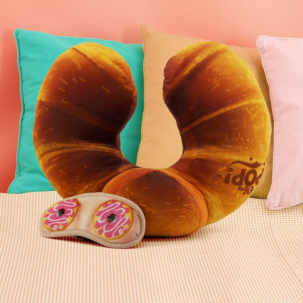Croissant nekkussen en slaapmasker, oranje Naty Shop reiskussens