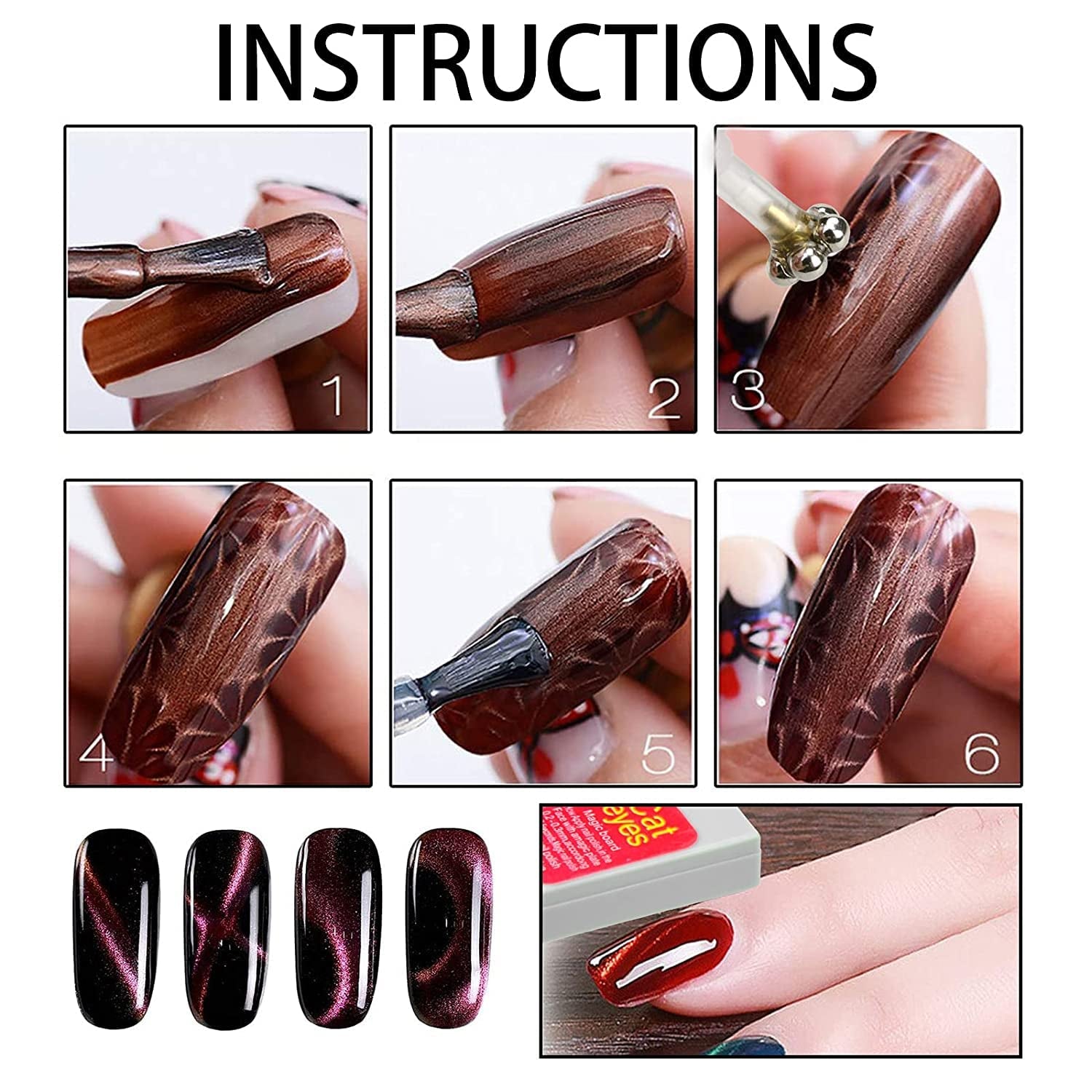 Nail Art Werkzeug Magnetstift, 10 Stück Nagel Magnet Stick Tool Set, Nagel Magnet Stift en Starker Magnet Stock Punktierungsstifte Für DIY 3D Magnetics Katzenauge UV Gel Polnisch Nagel Kunst