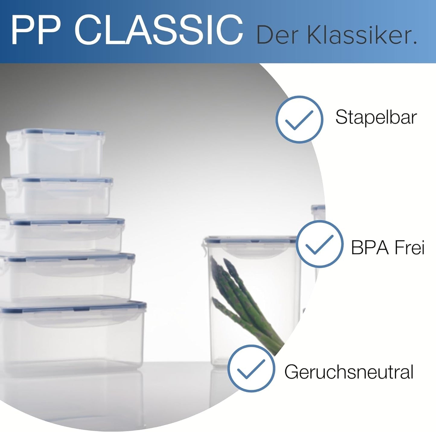 LocknLock PP Classic voedselbewaarpottenset 5-delig | 180 ml, 350 ml, 600 ml, 870 ml, 3,6 liter | 100% lucht- en waterdicht | zonder BPA | vriezer- en koelkastorganizer | vaatwasser- en magnetronbestendig Naty Shop voedselbewaardozen