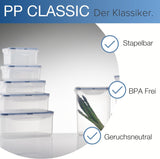 LocknLock PP Classic voedselbewaarpottenset 5-delig | 180 ml, 350 ml, 600 ml, 870 ml, 3,6 liter | 100% lucht- en waterdicht | zonder BPA | vriezer- en koelkastorganizer | vaatwasser- en magnetronbestendig Naty Shop voedselbewaardozen