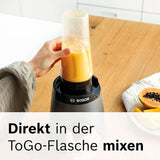 Bosch Standmixer Vitapower Serie 4 MMB6174SN, Verbesserte Versie, Hoge Edelstahl-Klingen, 1,5L Glasbehälter, 0,6L To-Go-Flasche, Spülmaschinenfeste Teile, 30.000 U/Min, 1200 W, Silver Kitchen Naty Shop