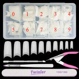 Kunstnagels 500 stuks natuurlijke kleur kunstmatige kunstnagels 10 maten DIY acryl met doos nagelborstel nagelriemschuiver nagelvijl
