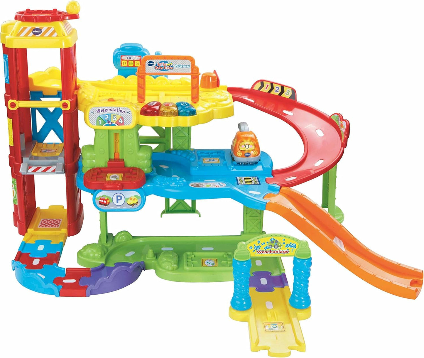 Vtech TUT TUT Baby Flitzer - Parkeergarage, kleurrijk, 66,6 x 75,3 x 45,1 cm & TUT TUT Baby Flitzer - Brandweerwagen - speelgoedauto met muziek, lichtknop, zinnen en interessante geluiden Bebe Toys Naty Shop