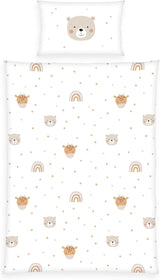 Herding Babybest Little Friends Winterbettwäsche, Kopfkissenbezug 40 X 60 Cm Mit Hoteleinschlag, Bettbezug 100 X 135 Cm, Mit Zwießwerf, 100% Baumwolle/Flanell, Weiß, Twin Naty Shop Standaardtitel