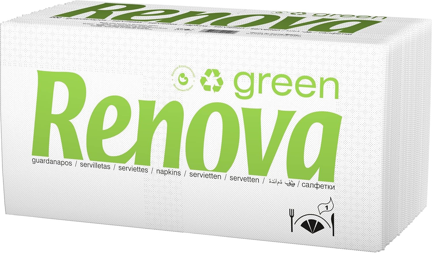 Renova - Renovagreen Tissues, 200 Tissues, Gerecycled papier, Europees Ecolabel, Standaardformaat