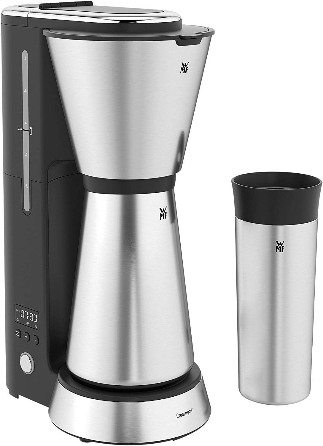 WMF Bueno espressomachine met glazen karaf, filterkoffie, 10 kopjes, aan/uitknop, antidruppelsysteem, oscillerend filter, automatische stop, verwarmingsplaat, 1000W