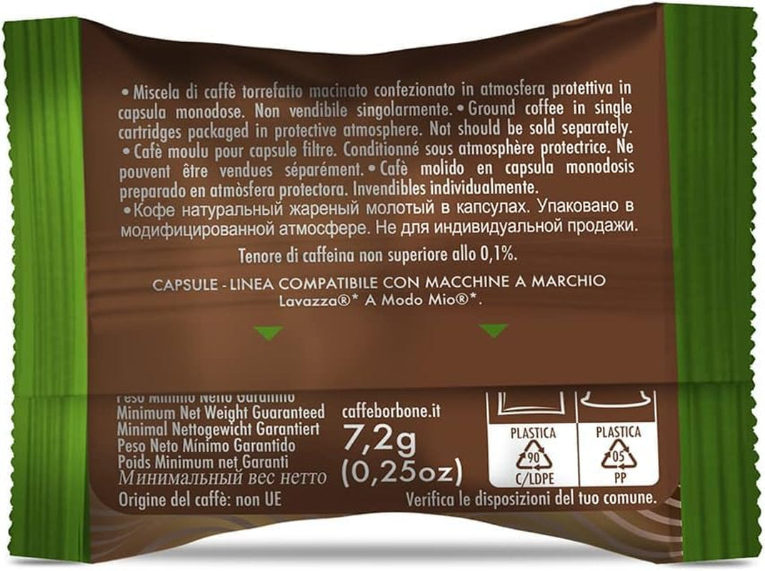 Caffè Borbone Don Carlo Dek Entkofeinierte Kaffeemischung - 50 Kapseln - Compatibel met Lavazza®* A Modo Mio®* Haushalts-Espressomaschinen