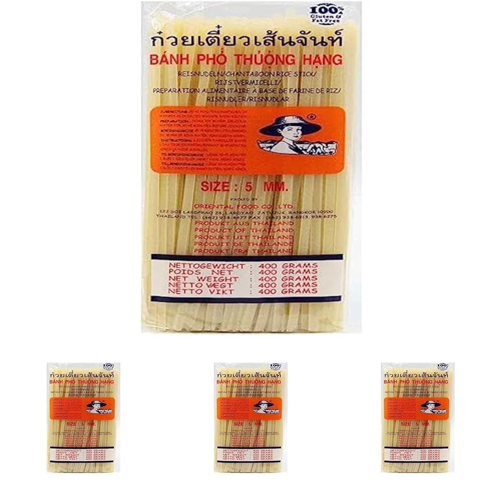 - Rijstnoedels (rechts) 5 mm, (1 x 400 g)