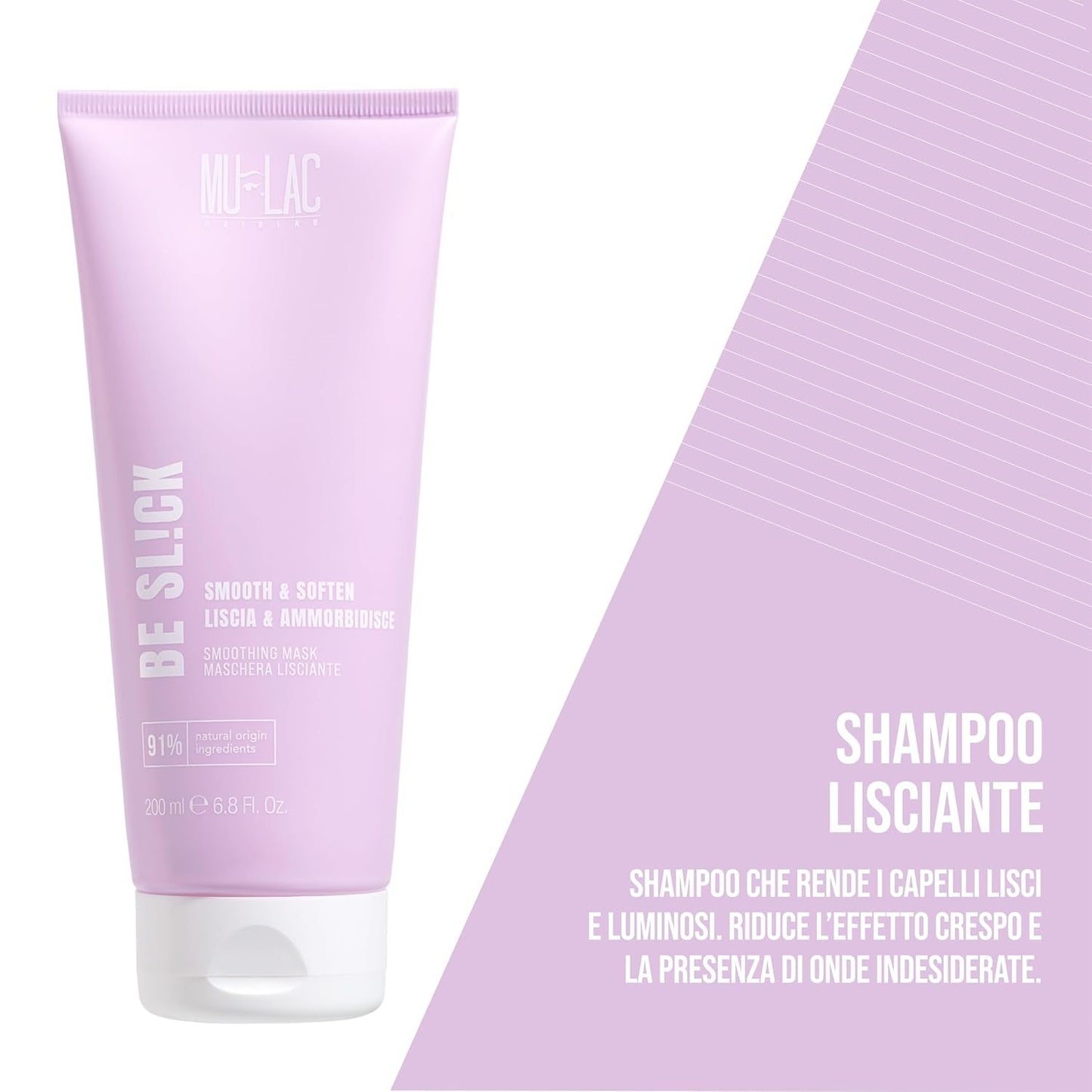 | BE SL!CK Shampoo voor gladmaken en verzachten met antikroeseffect, met lijnzaad, 250 ml Kinderen - Bad- en Huidverzorging Naty Shop