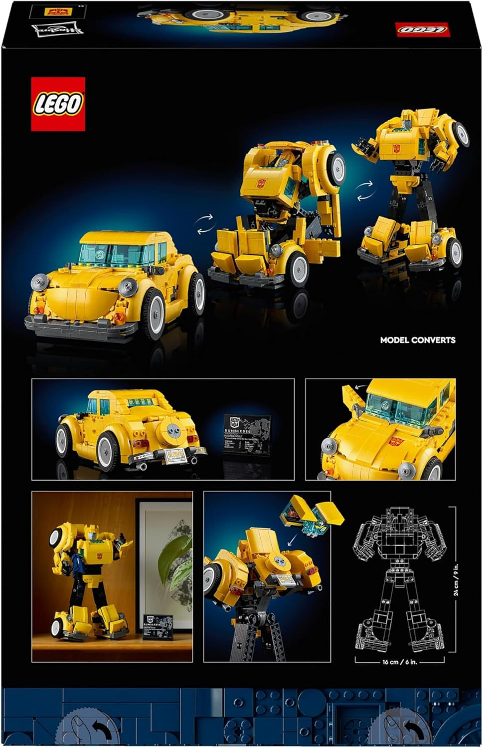 LEGO Icons Transformers Bumblebee, robotactiefiguur voor volwassenen, filmbouwset voor sciencefictionfans, kan worden omgevormd tot een auto, avonturenspeelgoed 10338 Bouwsets Bekijk de LEGO-Store