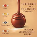 Klassiek assortiment Lindt chocoladebolletjes LINDOR | ca. 80 bolletjes chocolade (melk, wit, puur 60%, hazelnoot) | Grootverpakking, 1 kg