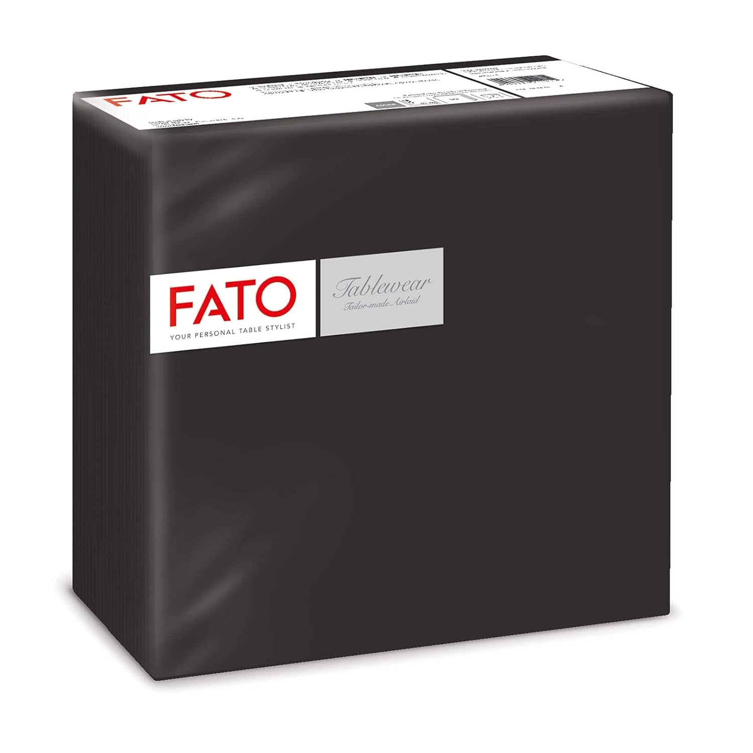 Fato - Droogpapieren servetten, Airlaid, stoffen effect, verpakking van 50 servetten, maat 40X40 in 4 gevouwen, kleur zwart