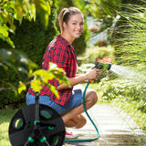 Relaxdays slanghaspel, lege waterslanghaspel, voor 30m 1/2" tuinslang, hoogte-breedte 39 x 43 x 30 cm, zwart-groen