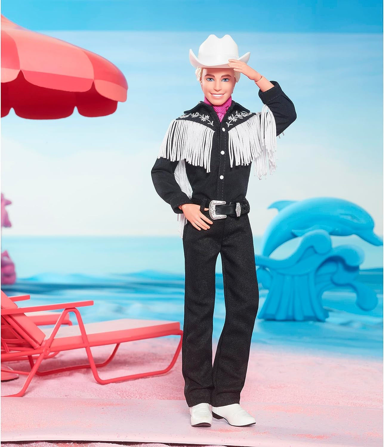 BARBIE de FILM Ken - verzamelpop in westerse outfit, vintage shirt, cowboyhoed, witte laarzen uit de film voor kinderen vanaf 3 jaar, HRF30 Naty Shop-poppen