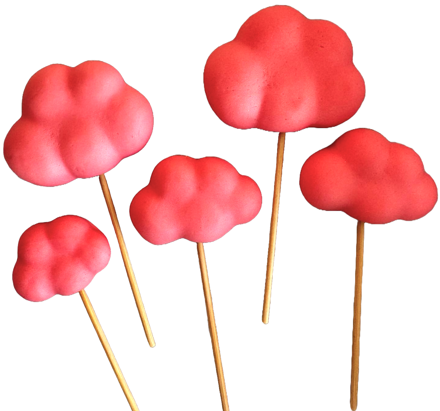 Set van 5 eetbare suikerpasta-decoraties, Wolken, roze Suikerpasta-decoraties Naty Shop
