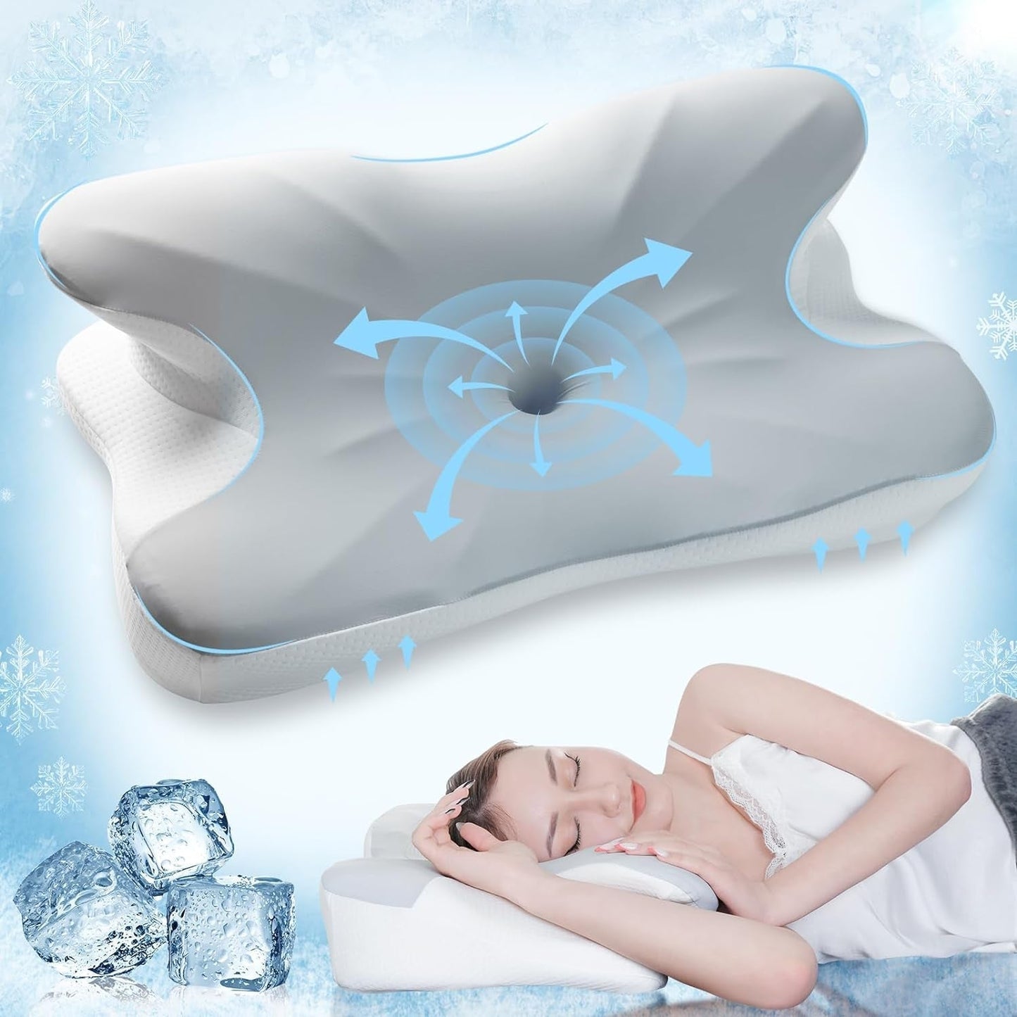 Elegear Memory Foam Kussen met verkoelende kussensloop Nekpijnkussen Zijslaperkussen Ergonomisch kussen Orthopedisch kussen voor zijslaper Rugbuik 63X 10/14 X36Cm Cervicale orthopedische kussens Naty Shop Standaardtitel