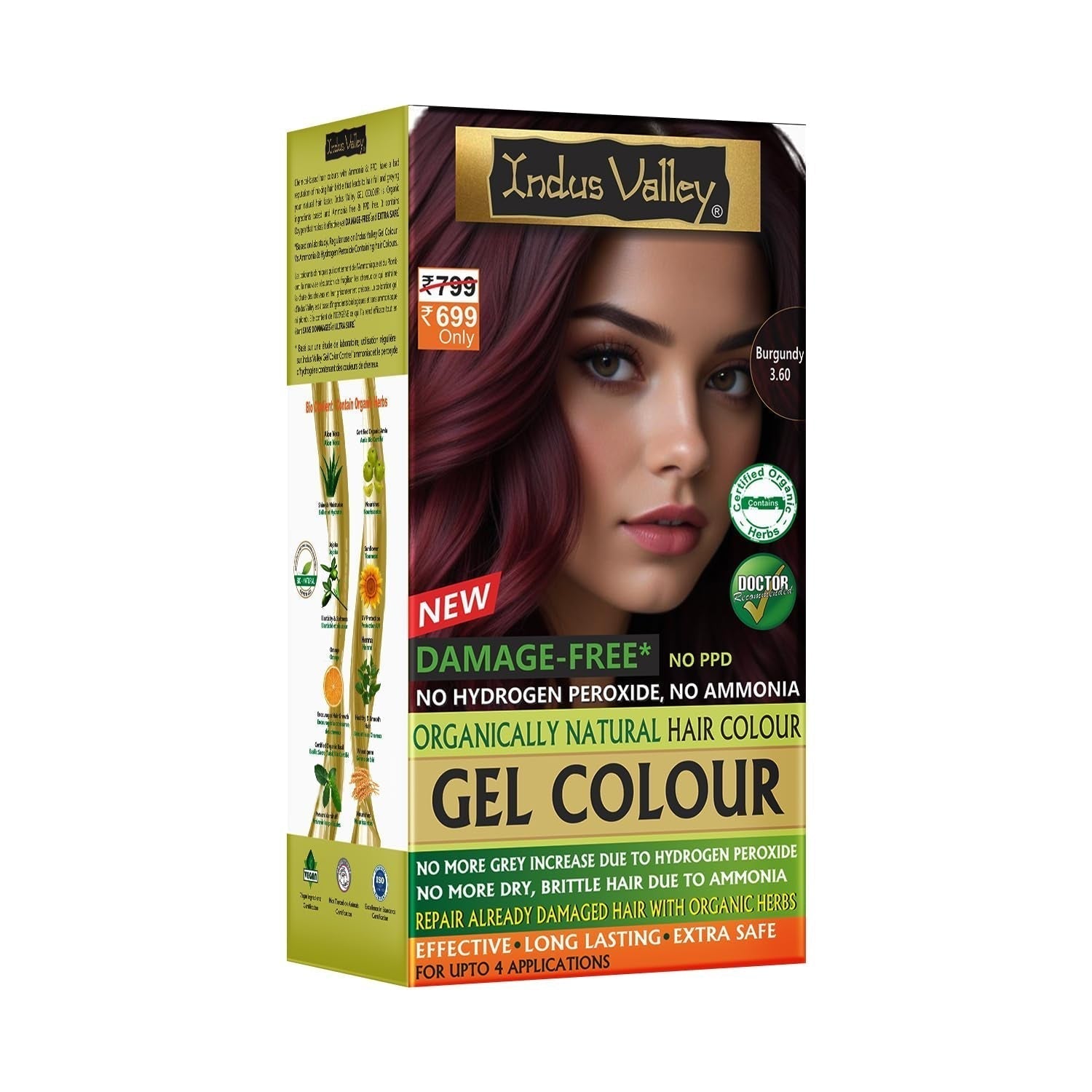 Indus Valley natuurlijke schadevrije gel haarkleuring | Ammoniakvrij, veganistisch en dierproefvrij | Tot 100% grijsdekking, langdurige resultaten | Licht kastanje 5.0 (20 gram + 200 ml) Haarverf Naty Shop Burgundy