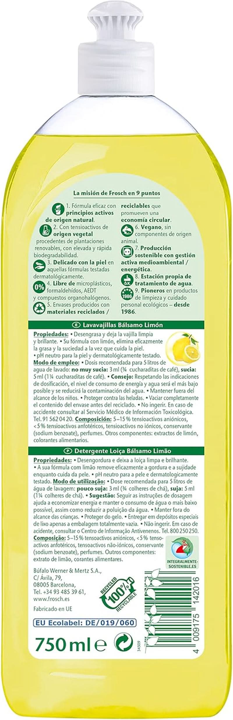 Vloeistof voor het spoelen van de handen, het ontvetten en het beschermen van de huid, dermatologisch getest, 10 x 750 ml Naty Shop